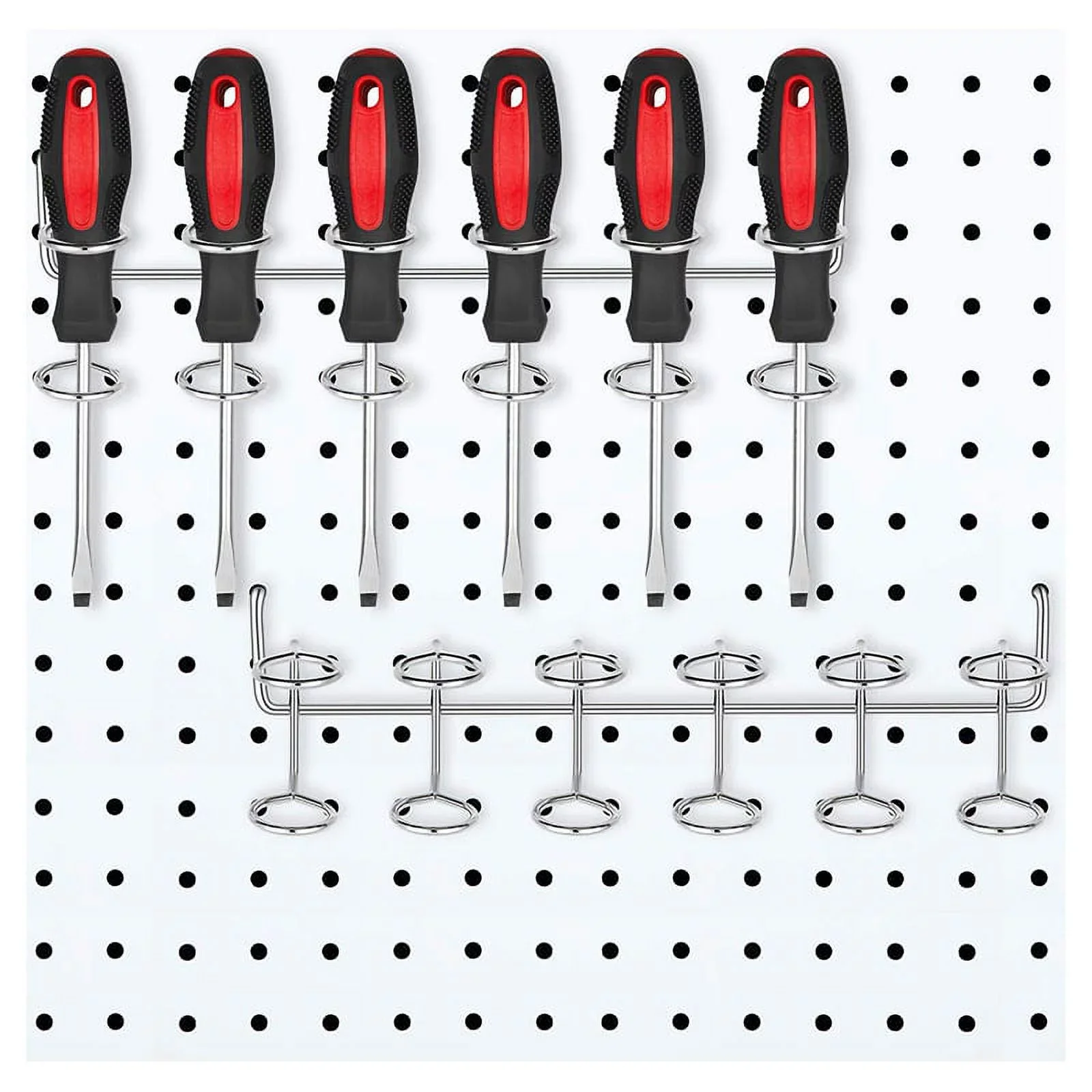 Metal Pegboard Organization 6 Holes Garage Storage Screwdriver Holder Display Shelf