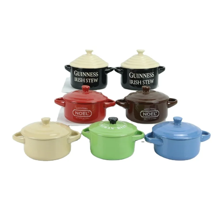 Porcelain Set  Pot And Food Nordic Hot Double Ear Handle Lid Bowls Ceramic Soup Bowl