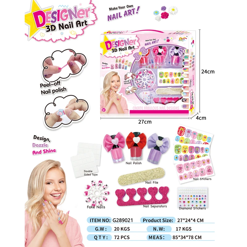 Hot Little Girl Nail Art Designs Stickers DIY Kids Toys For Children Manicure Sticker Nail Art Makeup Set For Little Girl