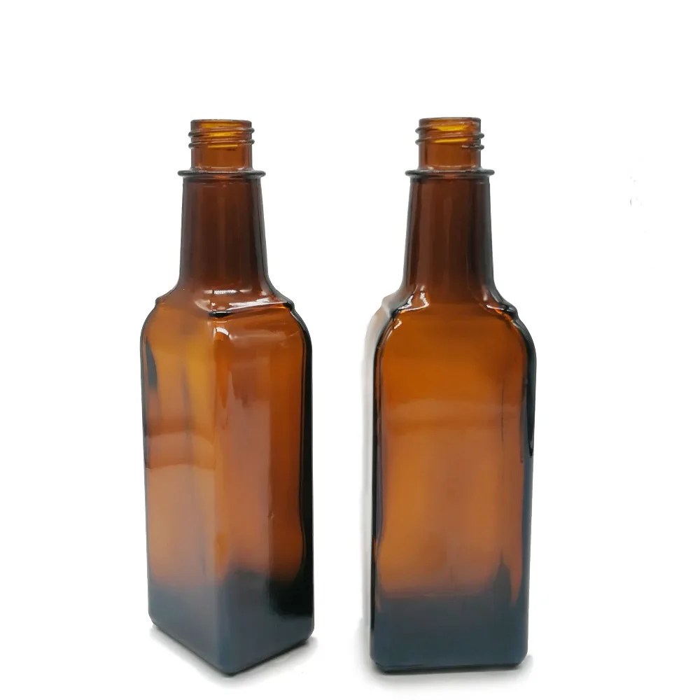 16OZ/32OZ Factory supply Square Dark Green Amber Olive Oil Glass Bottle For Packing Cooking Oil with screw cap