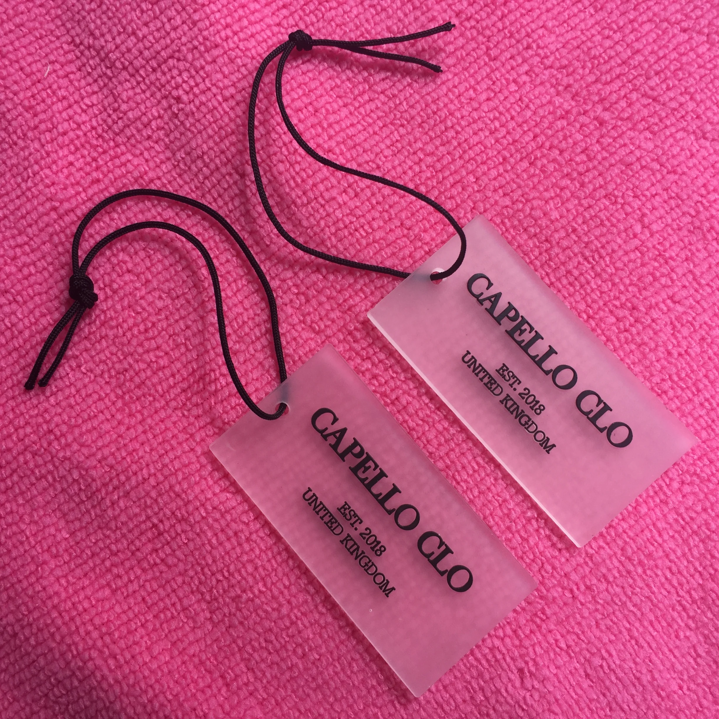 durable transparent rubber hangtag,Pink logo 3D rubber swing tag with ballchain