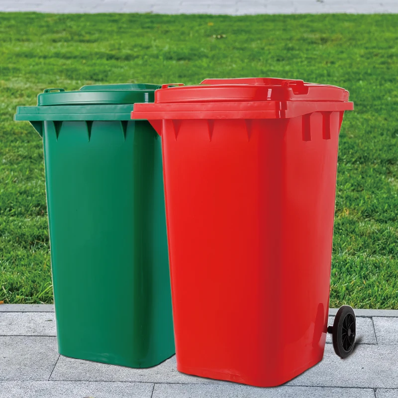 240L wholesale plastic stiffener handle trash can high durability removable classification trash can with wheel