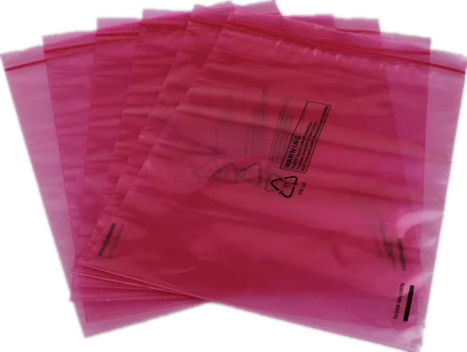 Anti-static Pink LDPE Plastic Bubble Bags With Self Sealing