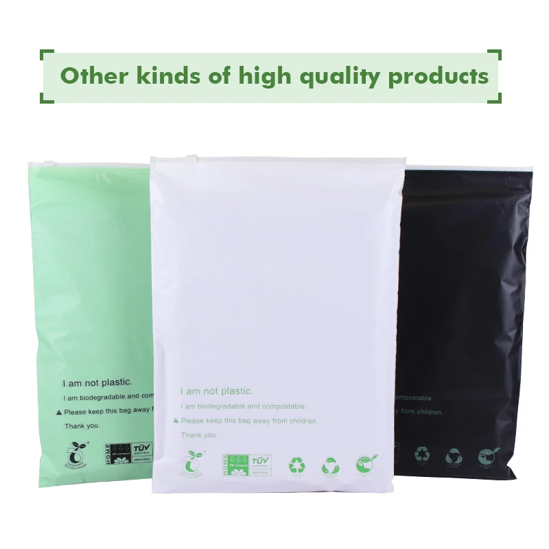  Custom Logo Pla/pbat Eco friendly shipping bags biodegradable mailing postage bag black zipper compostable poly