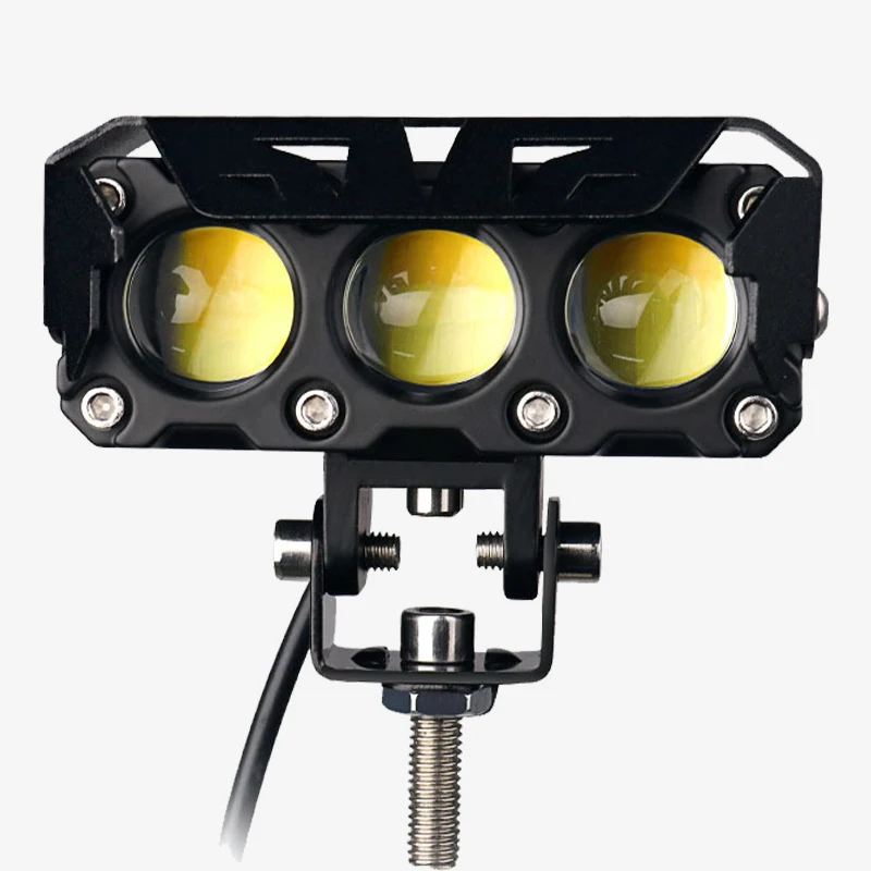 Motorcycles 3 Lens Headlight Spot Light Fog Lamp Dual Color Laser Driving Lights Super Bright Led Auxiliary Lights