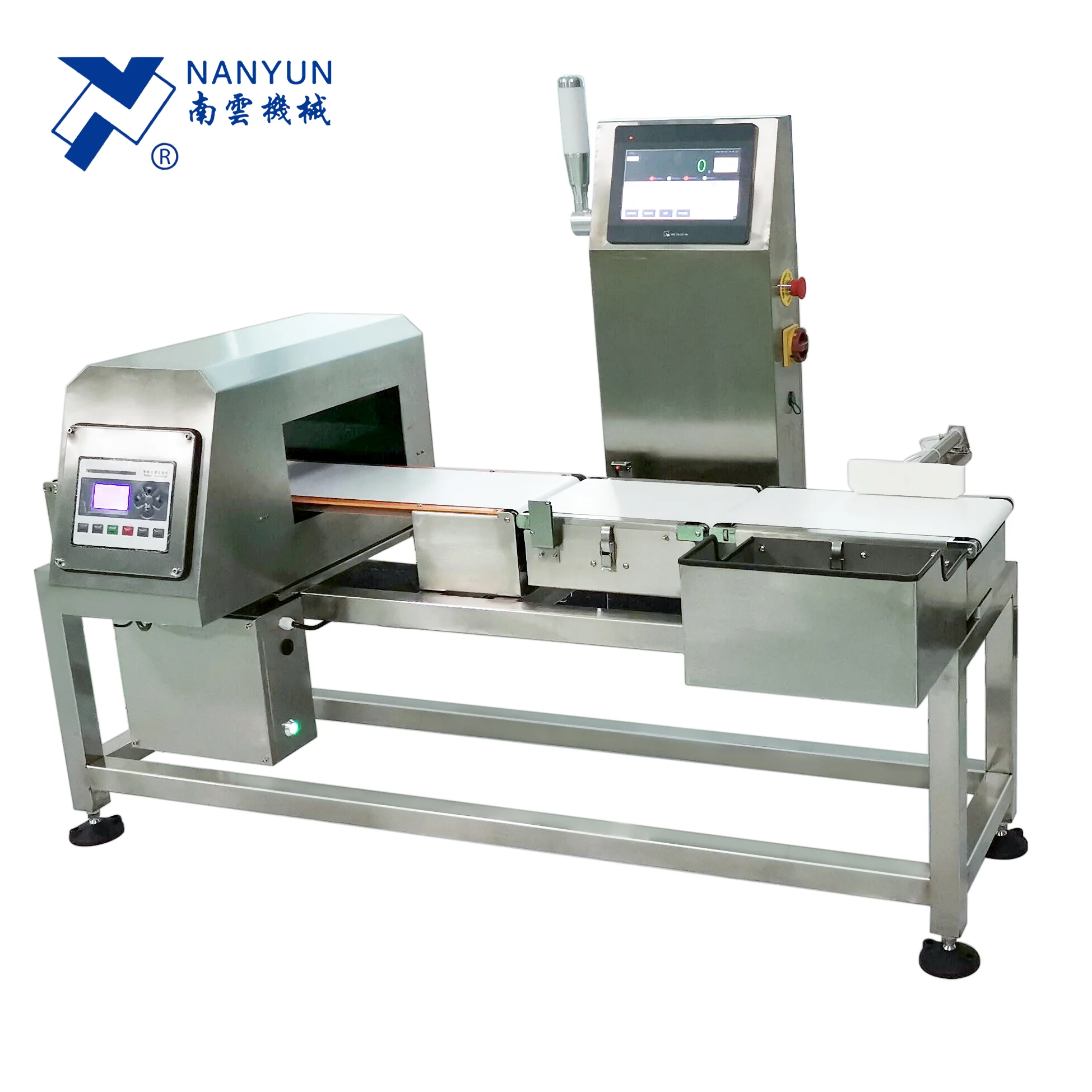 NY-510 professional supplier universal high precision conveyor weighing scale checkweigher with metal detector pusher rejector