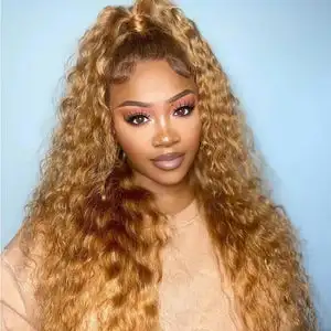 Wholesale Full 100% Human Hair Curly 13x4 4x4 Glueless Lace Wigs Blonde Color Kinky Curl Lace Front Wig For Black Women Vendor