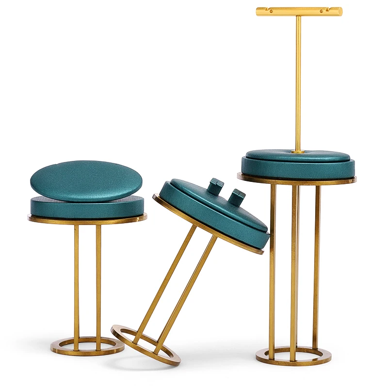 DIGU Metal+leather jewelry display stand set ring necklace ear stud earring pendant custom luxury jewelry display stand