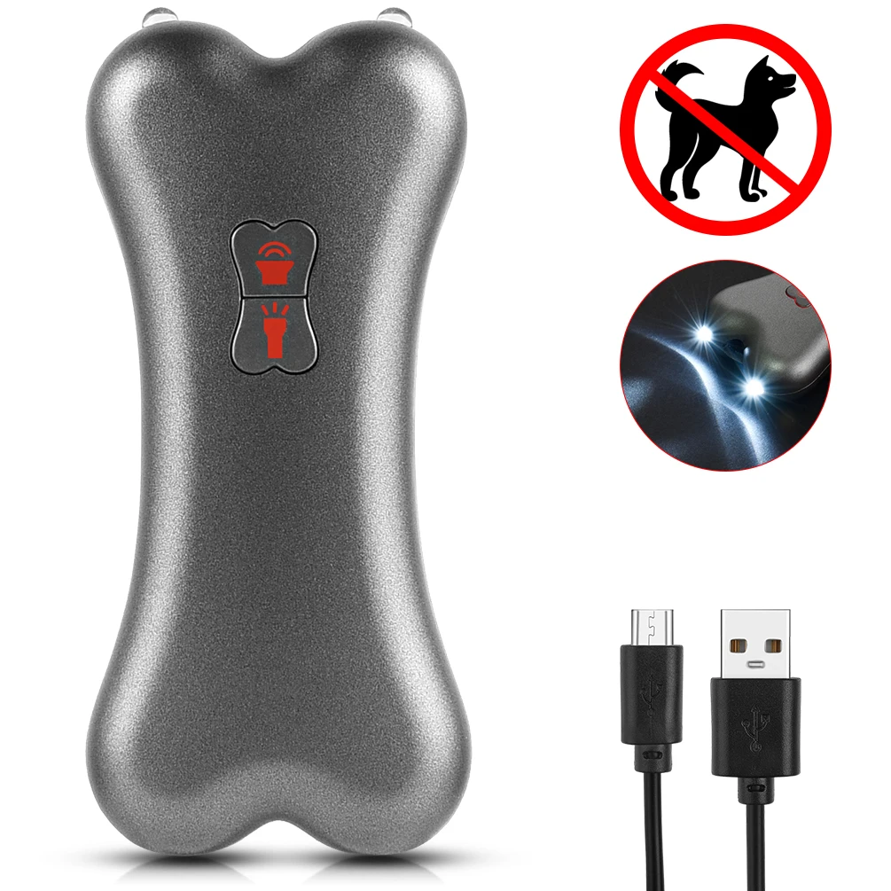 
USB Rechargeable Ultrasonic Dog Bark Deterrent Anti-barking Device For Dog Training 5M Control Range 