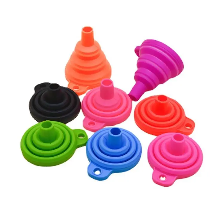 Flexible Silicone Collapsible Funnel  Foldable Kitchen Funnel  for Liquid Powder Transfer