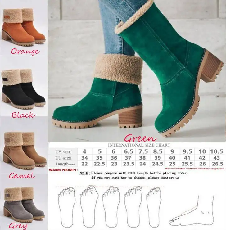 Free Shipping Sherpa Boots Martin Boots Snow Boots Large Antiskid Warm Middle Tube Thick Heel Can Be Worn With Flanging