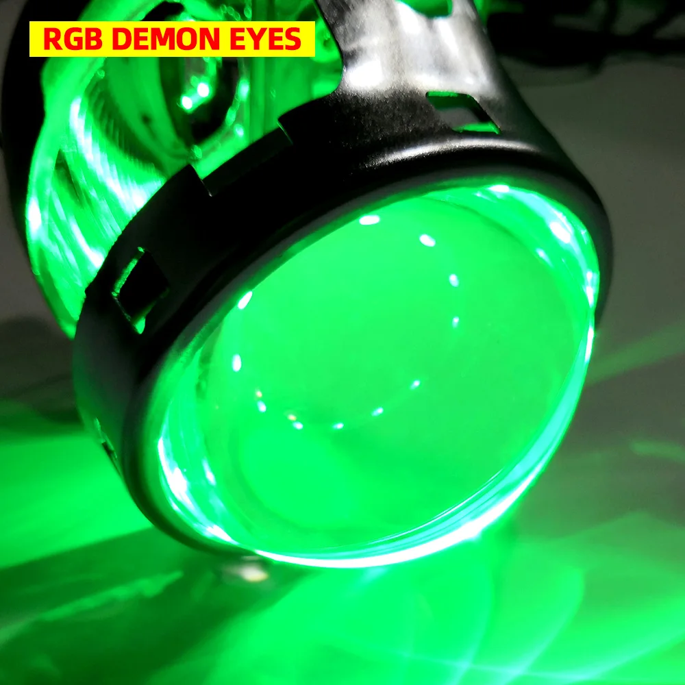 
 Управление через приложение, 2,5 дюйма, 3 дюйма, автомобильные аксессуары, декоративная подсветка, светодиодная RGB подсветка «демонический глаз», «дьявольский глаз» для объектива проектора, 12 В, 24 В  