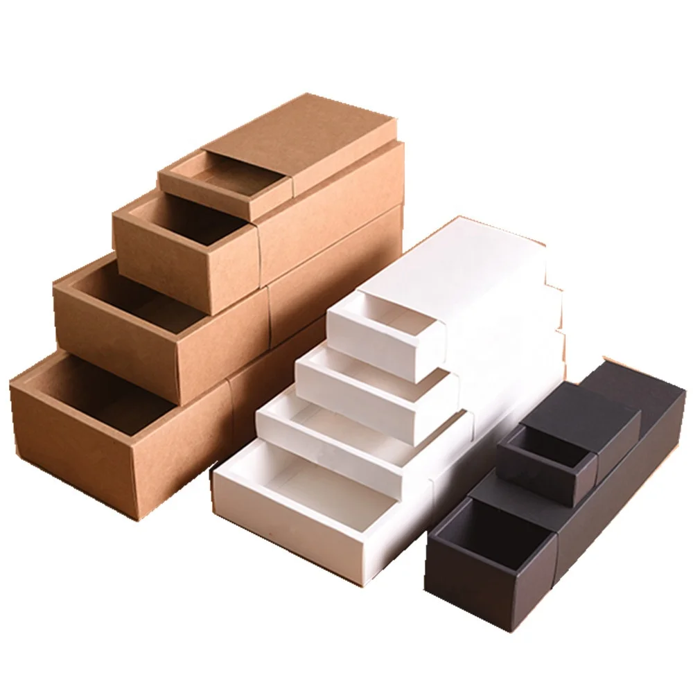 Four size set folded upscale Kraft paperboard gift  belt packaging sleeve boxes