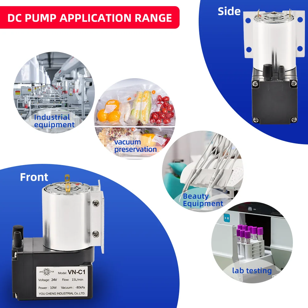 24V 10W 15L/min -80KPa Customizable Mini Industrial Electric Air vacuum Diaphragm Pump For Medical Equipment