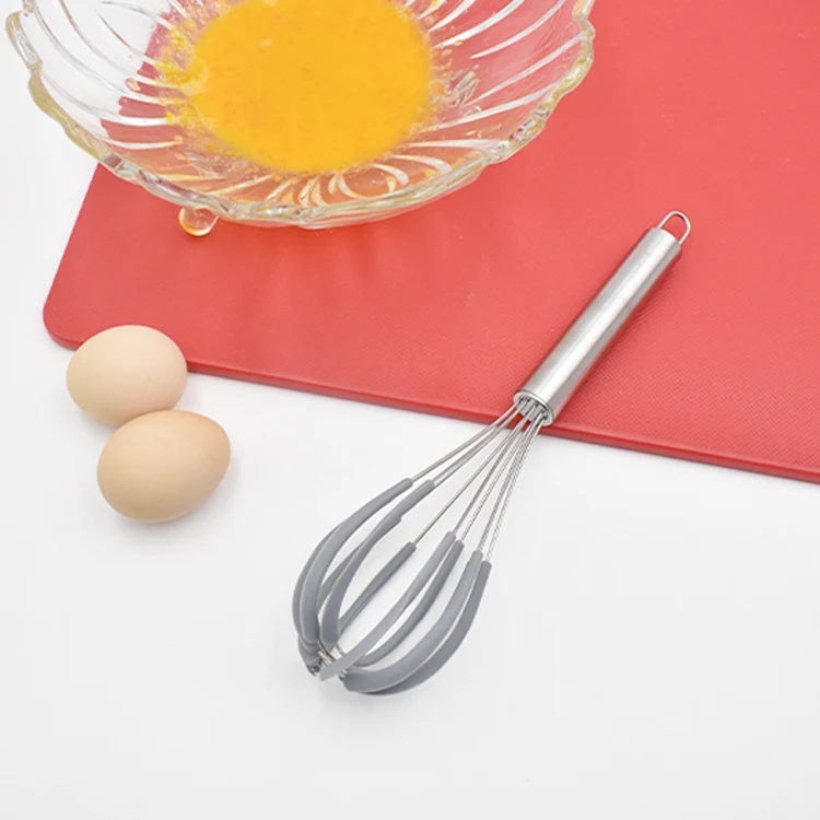 Ручной венчик для яиц из нержавеющей стали с силиконовым скребком ручной взбивания инструменты кухонные аксессуары