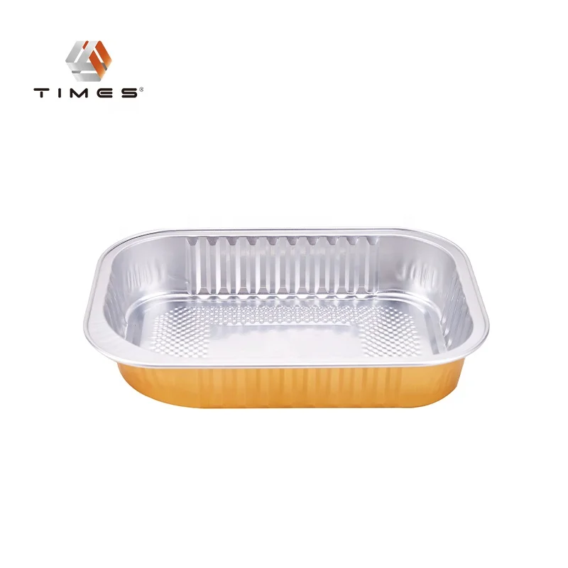 320ml Recyclable food grade  customized  golden aluminum foil container with lid lunch boxes  pet food food package