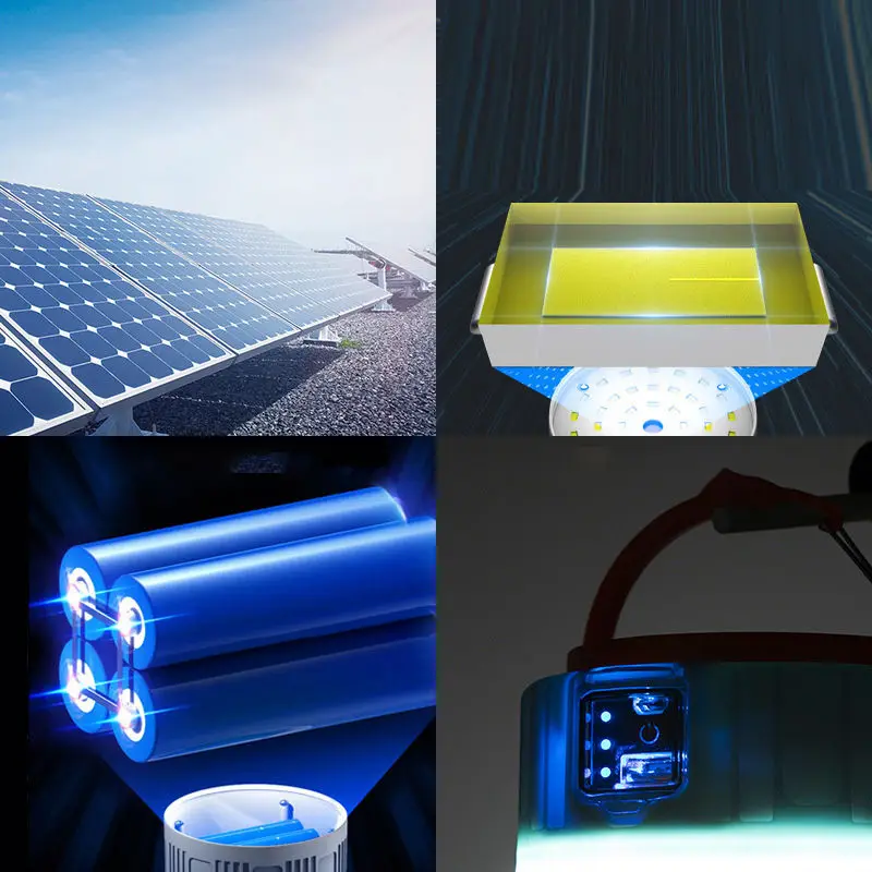 YIZHI Solar Bulb 5 Modes Portable Ip65 Camping Lamp Flashlight Bombillas Emergency Light Solar Lantern with Remote Control