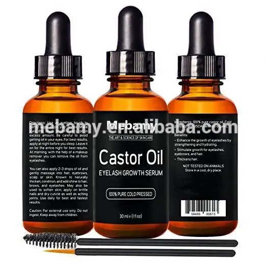 Private Label Boost Growth For Eyelashes, Hair, Eyebrows, Face and Skin 100% Pure Cold Pressed Organic Castor Oil