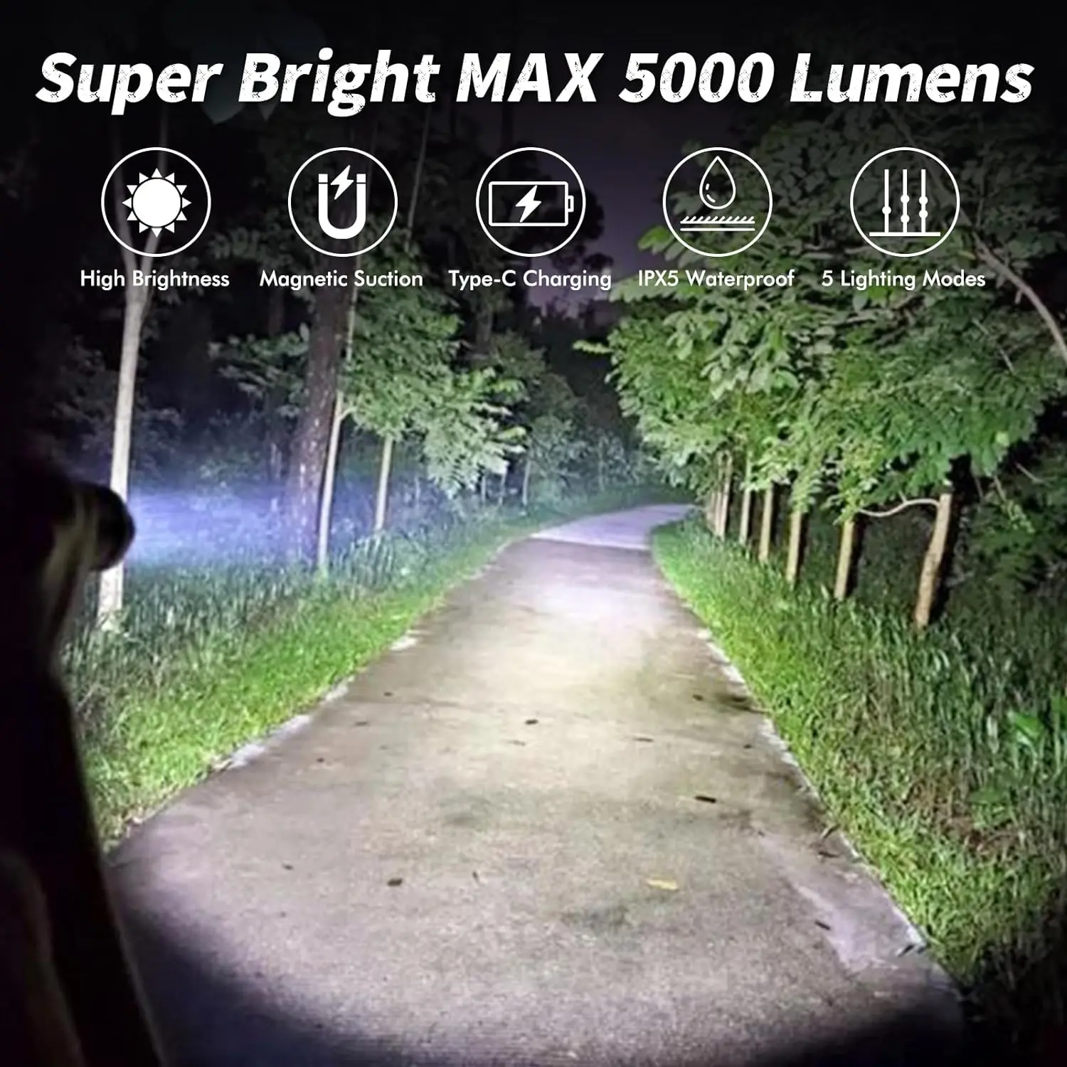 Super Bright 5000 Lumen 3 LED Tactical Flashlight Small Powerful P35 Torch With Side Metal Clip and Strong Magnetic Tail
