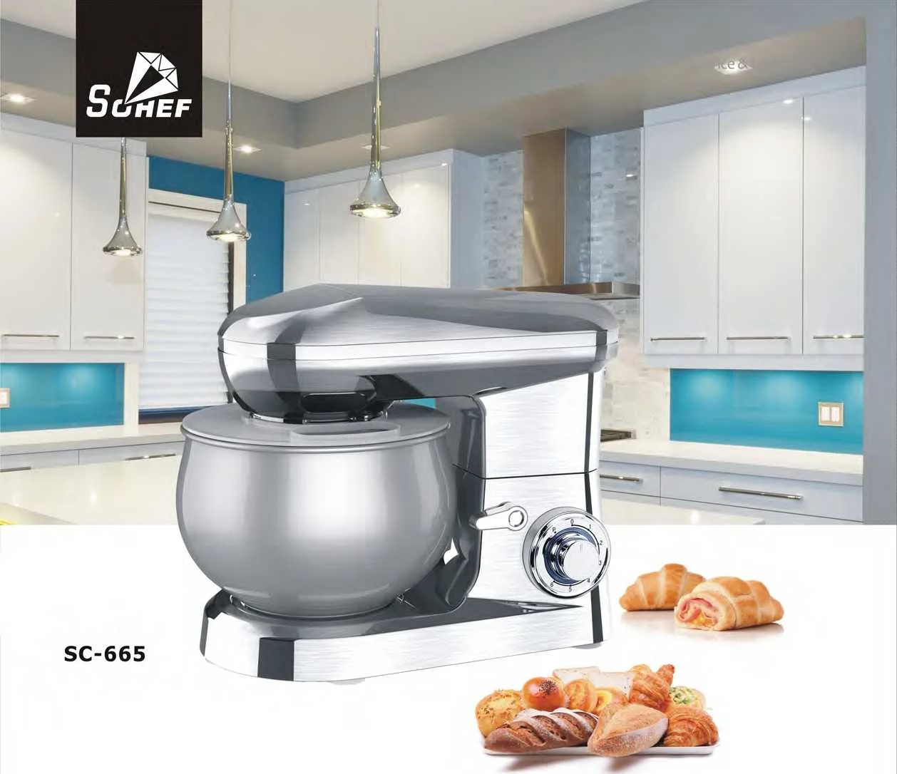 Aluminium die-casting kitchen 5l baking cake food flour dough stand mixer with electronic scale and splash guard
