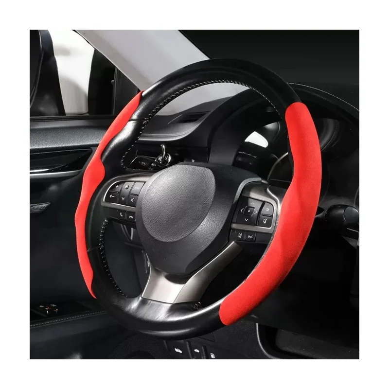 Fashion universal car steering wheel cover wholesale luxury designer custom carbon fiber suede leather plastic silicone fur new