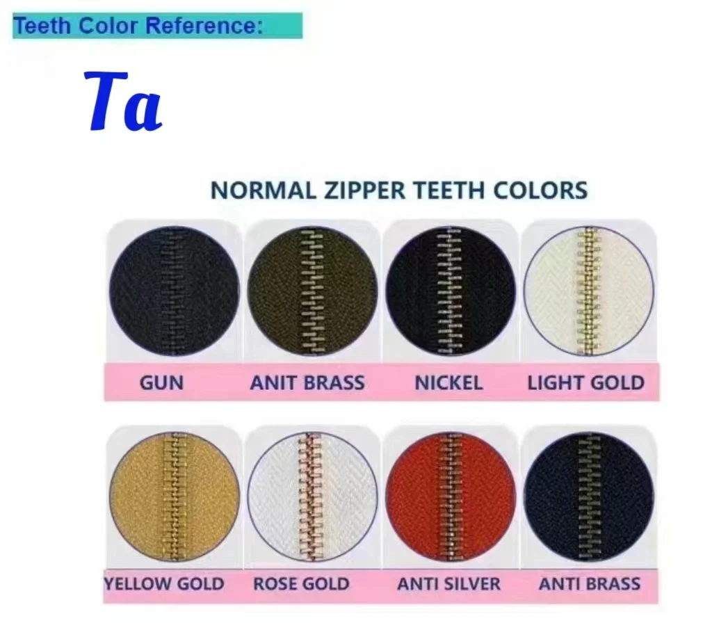 Tanai custom universal Zip 3# 5# Nylon teeth Sustainable Metal Zippers for Clothes Bags shoes