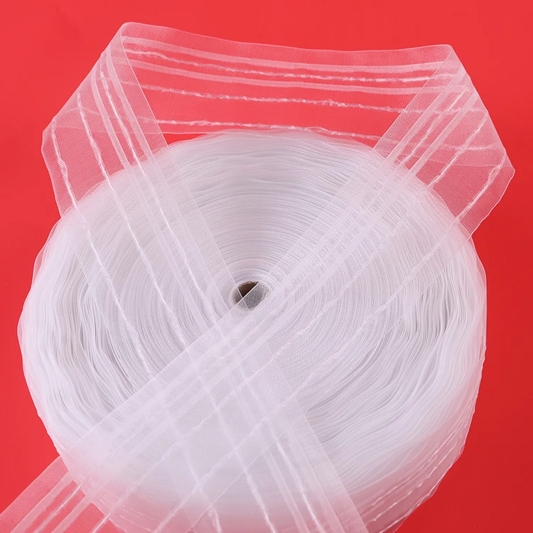 Home decorative pencil pleat transparent belt wave define roman curtain accessories