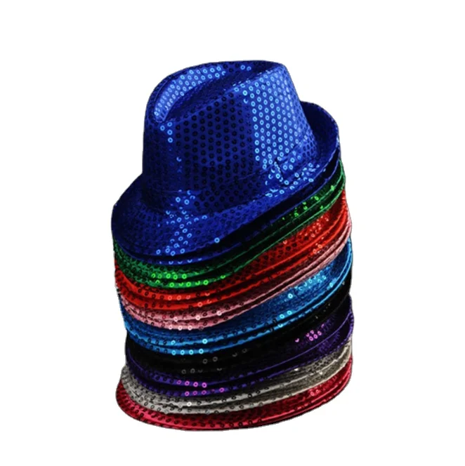 Sequin Fedoras Hat for Adult  Fedora Hats Women Derby Cap Party Costumes Accessories Dance