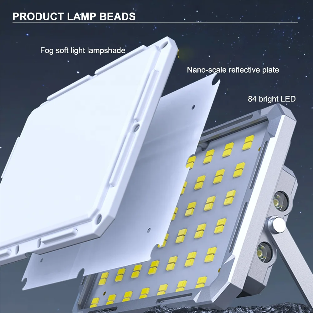 KXK-686 Camping Lamp Portable Rechargeable Outdoor Lighting Aluminum Panel Work Light COB Powerful LED Camping Light