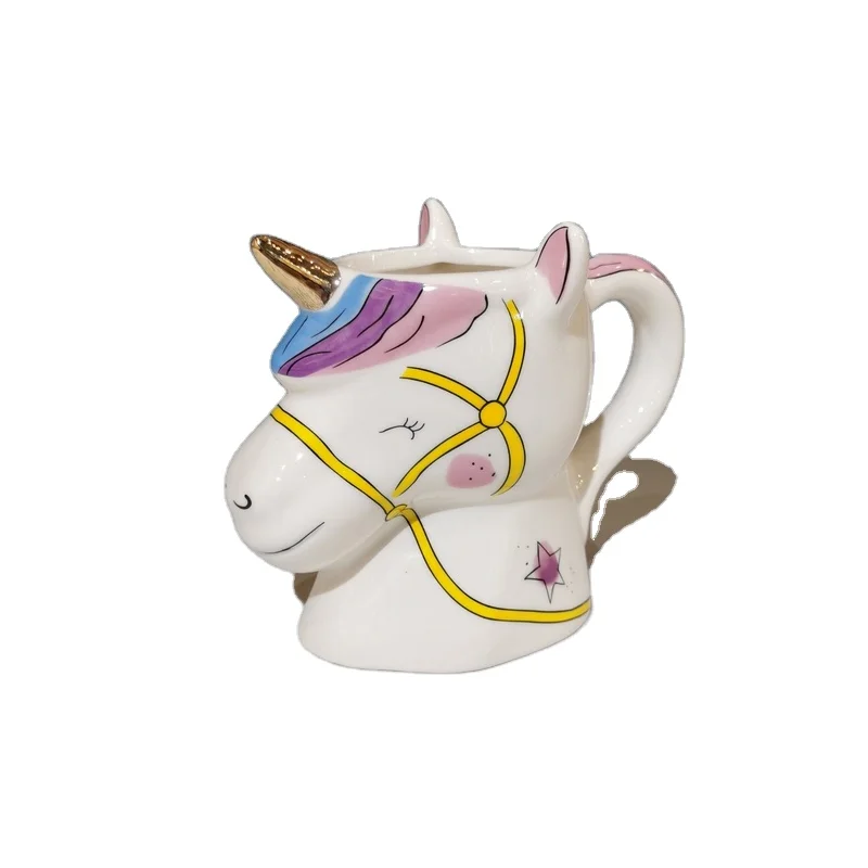 Ceramic Unicorn Mugs Custom Animal Cups 3D Novelty Rainbow Horse Cup Coffee Mug
