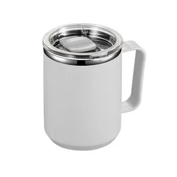 Wholesale Outside Plastic Inside Stainless Steel Leakproof Coffee Mugs Portable Insulated Drinking Water Taza With Handle Lid