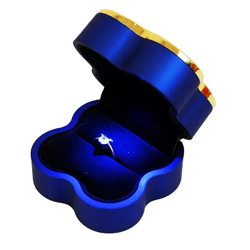 Direct Manufacturer Jewelry Box Plastic Piano Lacquer  Led Light Ring  Box