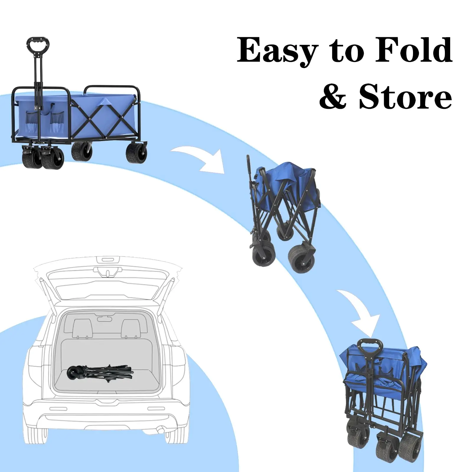 Heavy Duty Outdoor Collapsible Portable Big Capacity Folding Camping Transport Beach Trolley Luggage Wagon Cart With Wheel