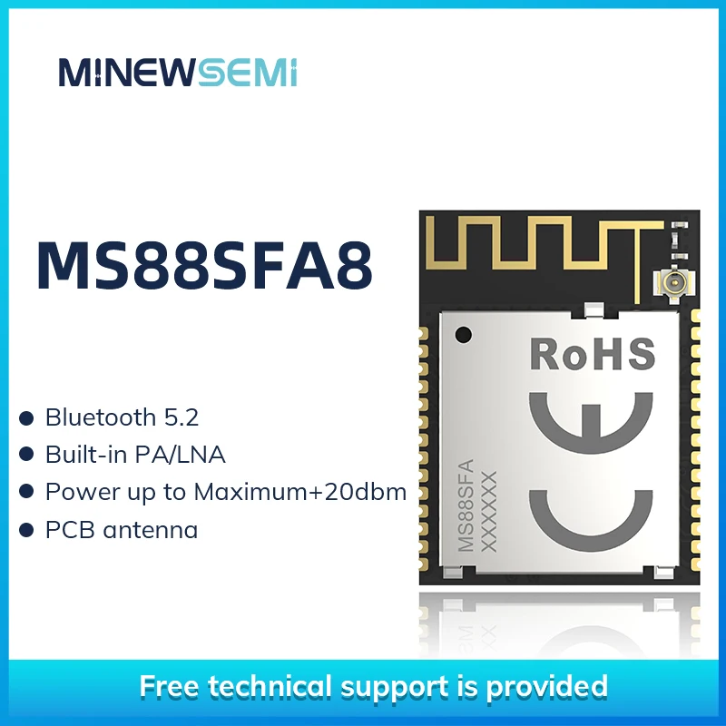 Bluetooth BLE5.2 PA/LNA module MS88SFA8 -nRF52833 Long Range Mesh Zigbee Thread Module  with IPEX +PCB Antenna optional