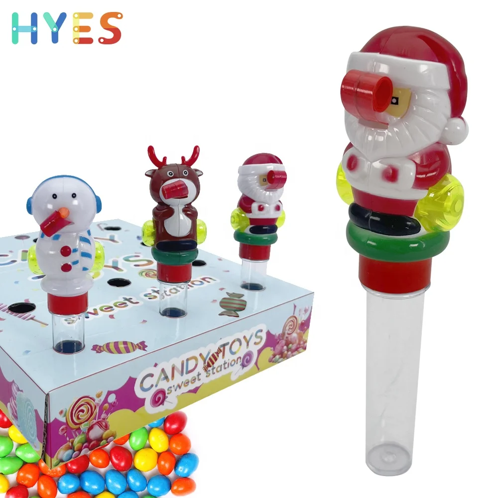 Huiye Christmas Blowing Candy Toys Santa Claus Flexible Grab Game Candy Toys With Jelly Bean Kids Candy Toys For Party Gifts OEM