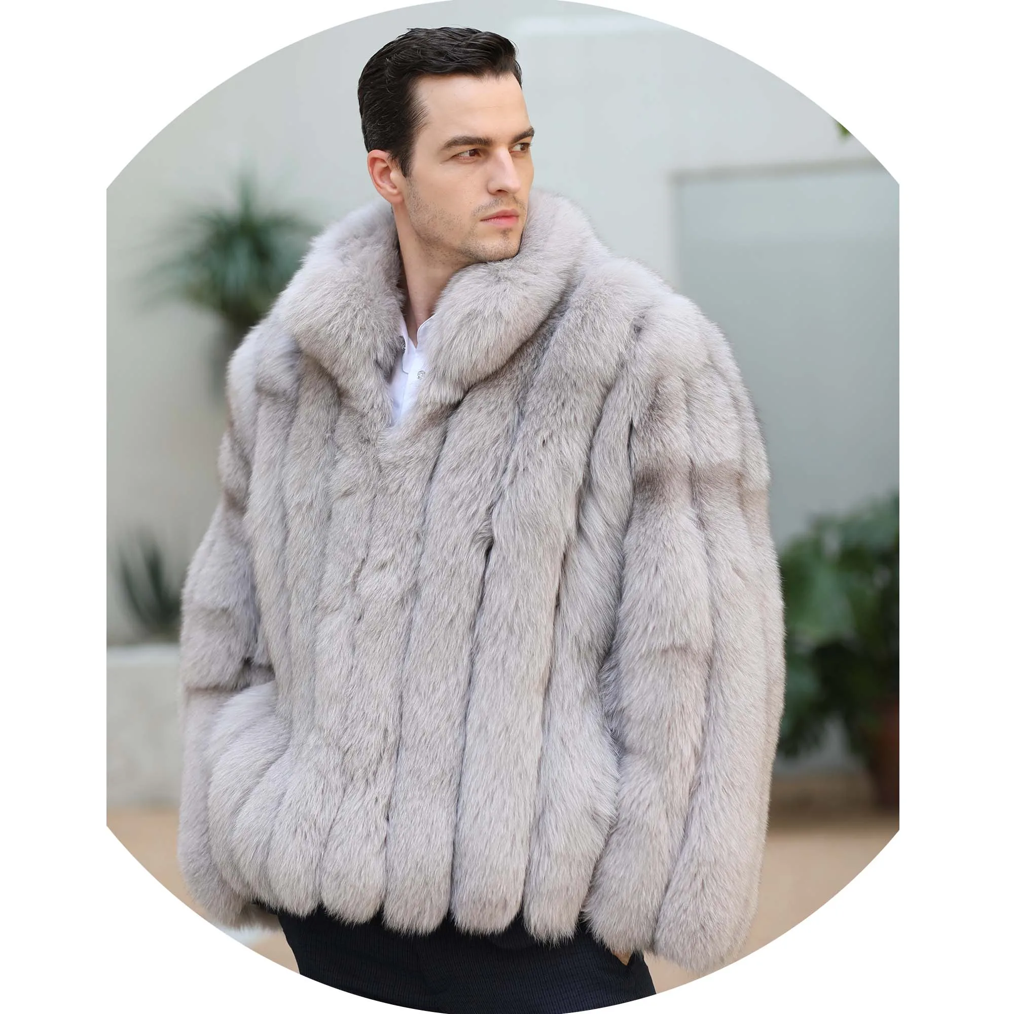 Daily Wear Street Shopping Coat Wholesale Winter Man Real Fox Fur Jacket