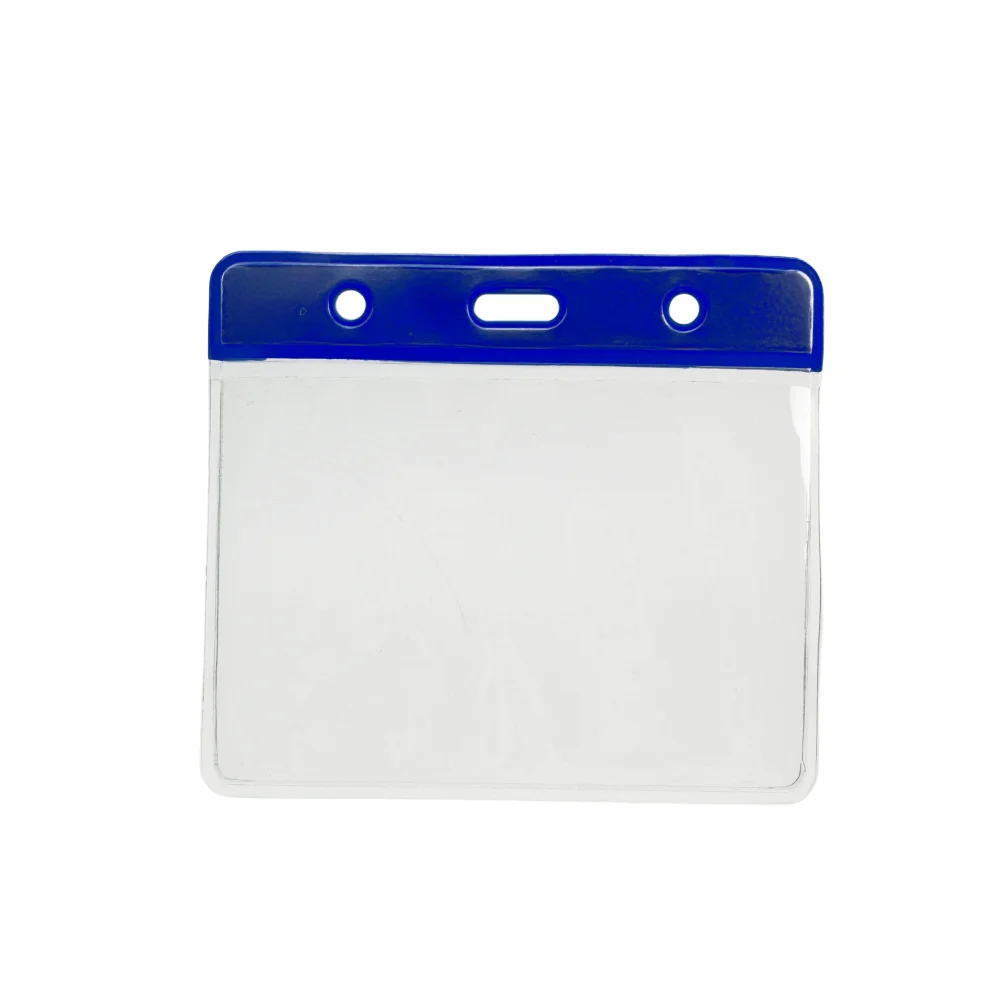 Bestom Horizontal Vinyl Badge Holder with Color Bar Top - Great for Color Coding Access and ID Card Holder