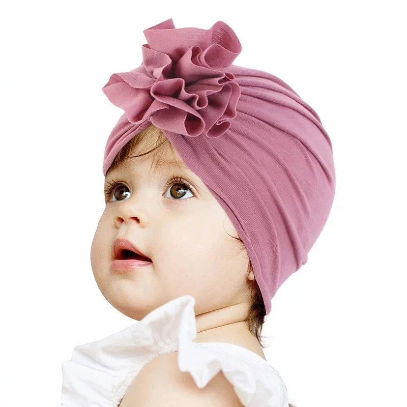 Wholesale Knitted Cotton Unisex Baby Cotton Spandex Hat Kid Sunflower turban  Hat