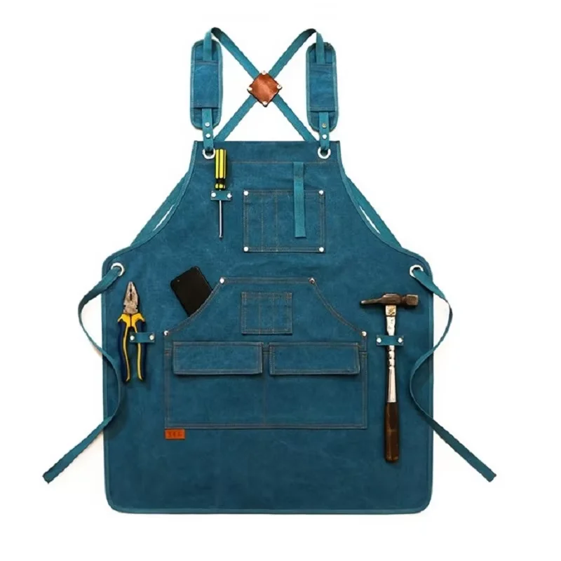 Wax canvas heavy duty multi-functional pocket apron Carpenter woodworking welder apron
