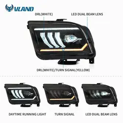 VLAND Factory LED Headlight 2005 2006 2007 2008 2009 Body Kit Accessories Light Car Bodykit Auto Parts Head for Ford Mustang