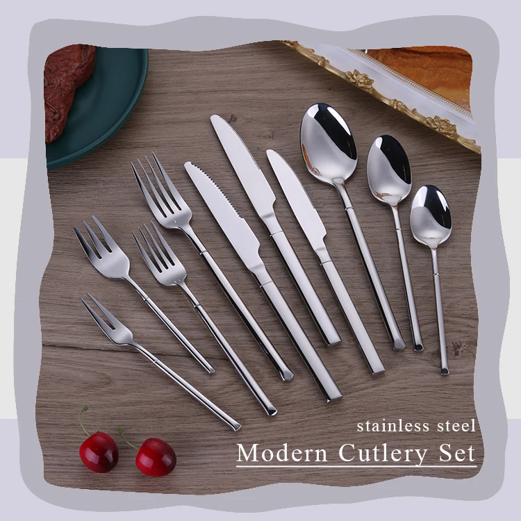 Mirror Reusable Spoon Fork Stainless Steel Restaurant Cutlery Set Wholesale