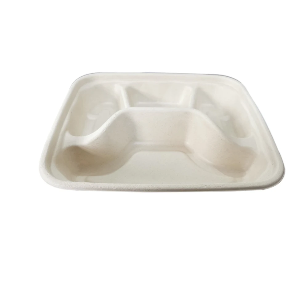 Столовая посуда 3-com/4-com из сахарного тростника, одноразовый пищевой контейнер для микроволновой печи, холодильника, Ланч-бокс с крышкой