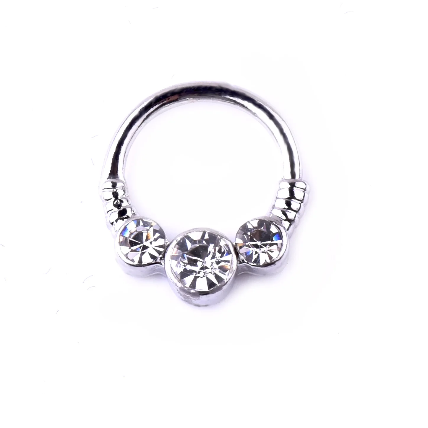 
European and American diamond alloy nose ring wholesale exquisite 3 diamond nose nail popular piercing jewelry 
