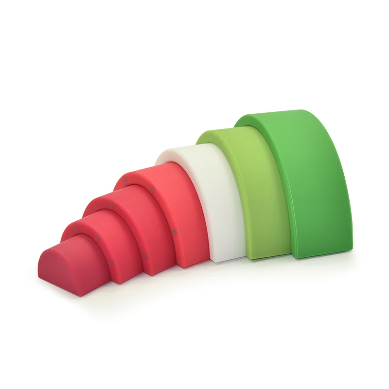 BPA free silicone watermelon stacker toy food grade baby educational stacking teether for baby silicone stacked toys