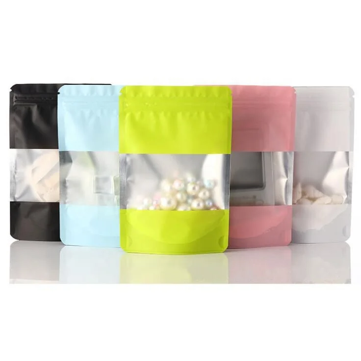 Manufacturer Wholesale Custom Printed Matte Colorful Window Food Grade Standing Zipper Snack Aluminum Foil Bag