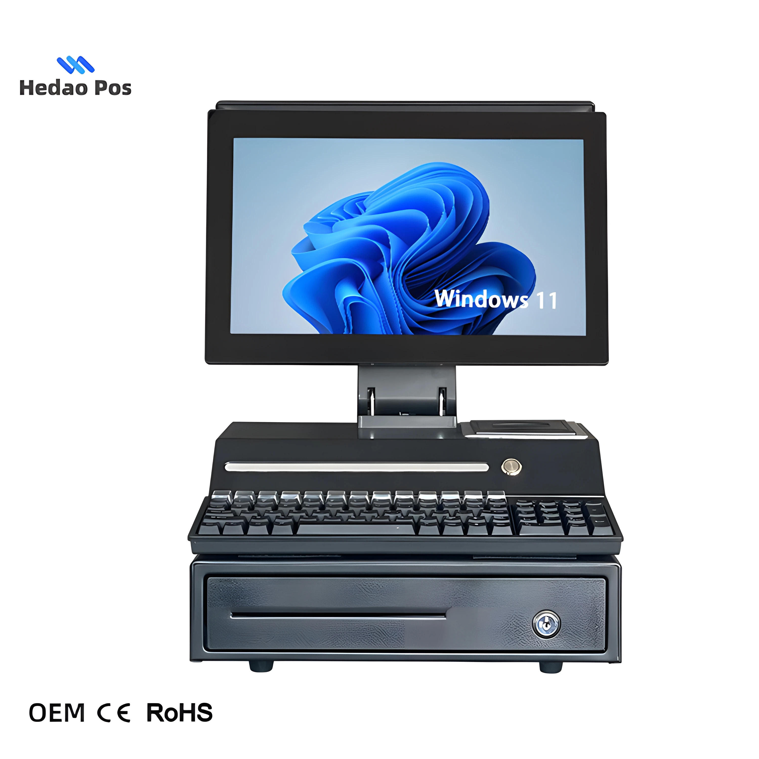 Complete Desktop POS System Solution All-in-One Cash Payment Machine with Printer Customer Display Cash Drawer Point Sale