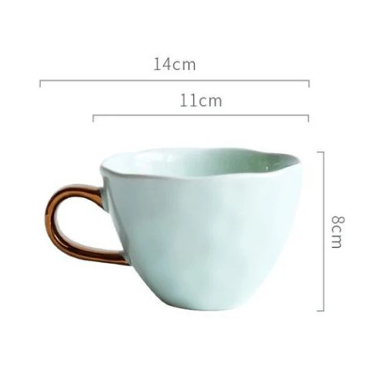 Cute polymer clay girls water cups ceramic coffee mug breakfast milk mugs with gold handle for home