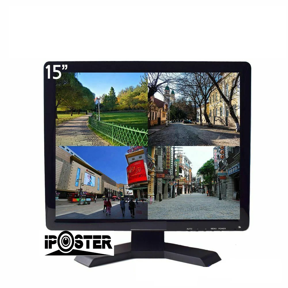 IPoster фабрика питания 15 дюймов ЖК-монитор CCTV безопасности AV с байонетным коаксиальным разъемом USB VGA для STB магазин домашнего наблюдения