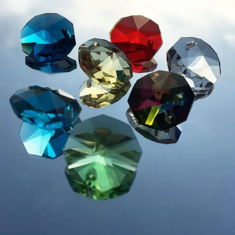 Loose Octagon Single Hole Faceted clear Crystal Glass Beads for Jewelry Making