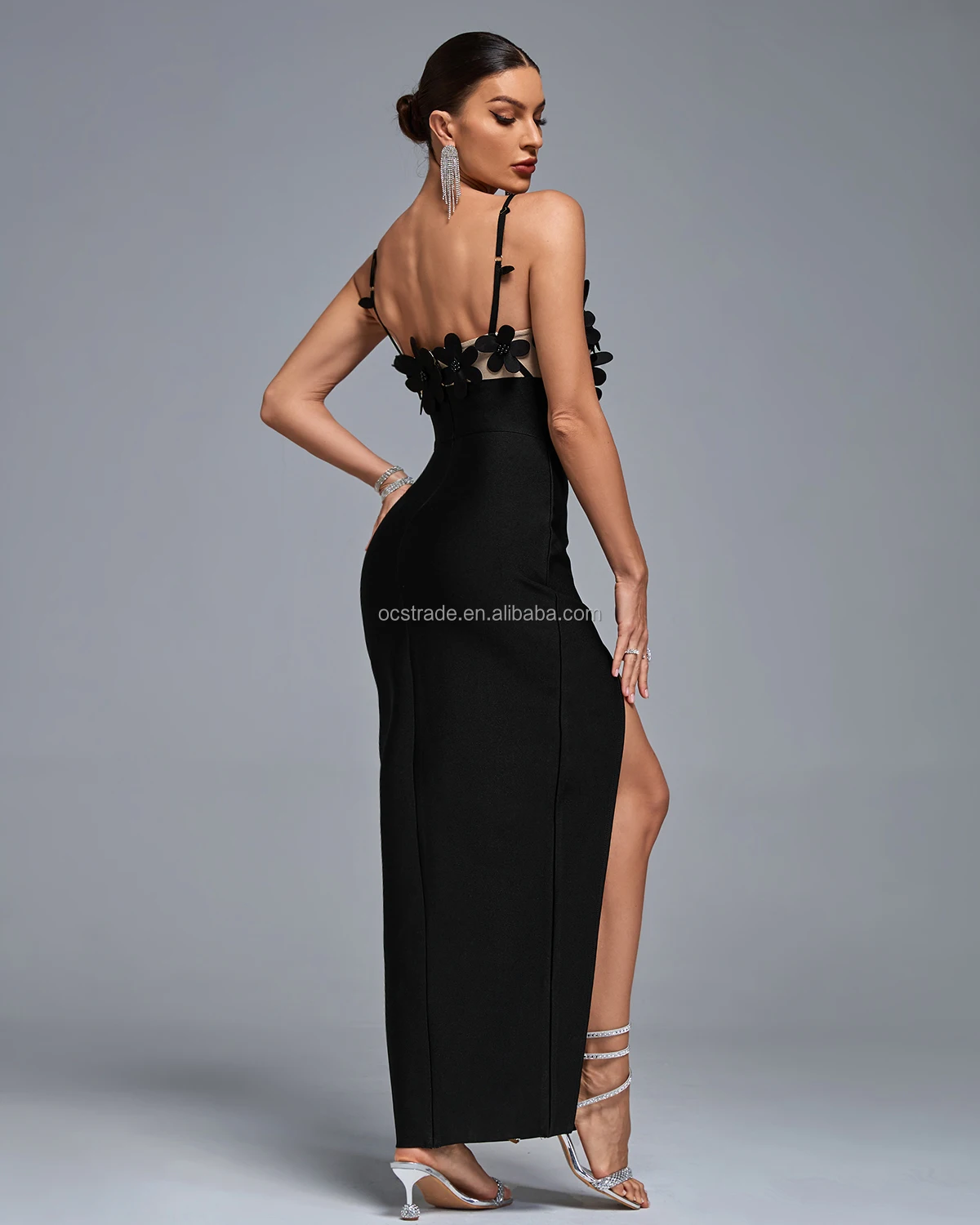 Ocstrade Vestido роскошные женские элегантные облегающие вечерние платья макси бандажные черные длинные